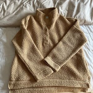 Aerie Tan Sherpa Cowl Neck Sweater